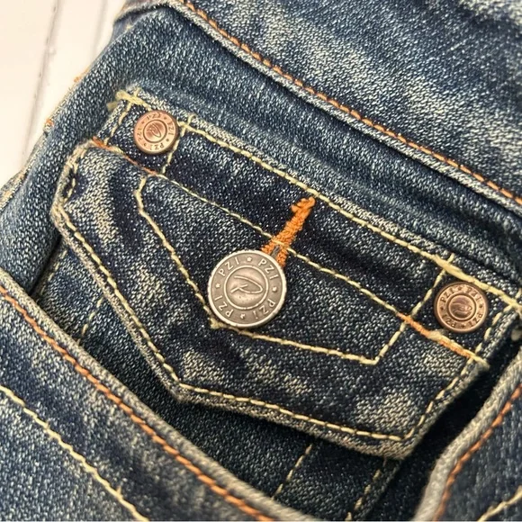 PZI Classic Blue Flare Wide Leg Jeans with Contrast Stitching - Picture 4 of 6